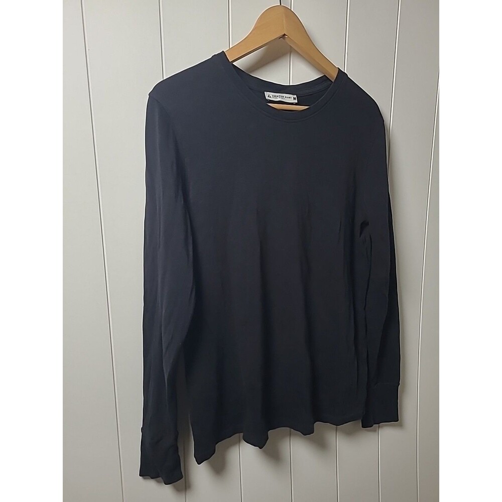 American Giant Shirt Womens Sz M Black Supima Cotton Crew Long Sleeve Top USA - Picture 3 of 8